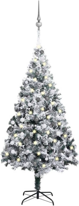 VidaXL Kunstkerstboom met LED&apos;s en kerstballen 240 cm PVC groen