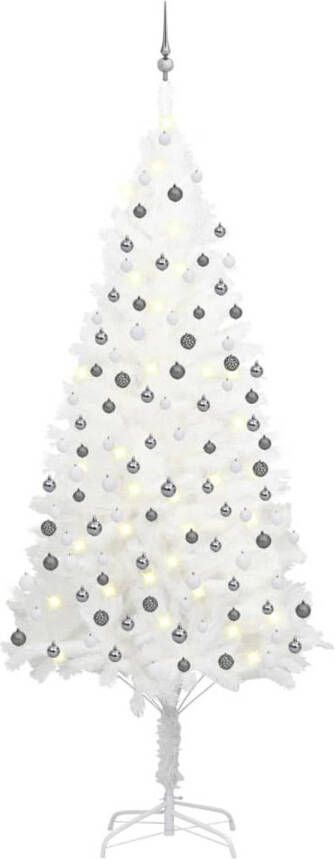 VidaXL Kunstkerstboom met LED&apos;s en kerstballen 240 cm wit