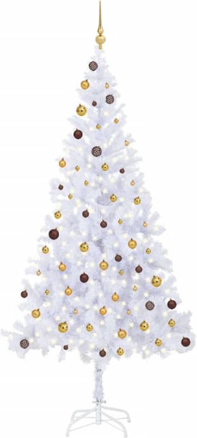 VidaXL Kunstkerstboom met LED&apos;s en kerstballen 910 takken 210 cm