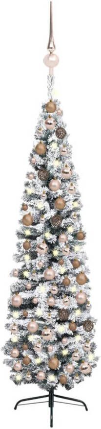 VidaXL Kunstkerstboom met verlichting en kerstballen smal 240 cm groen