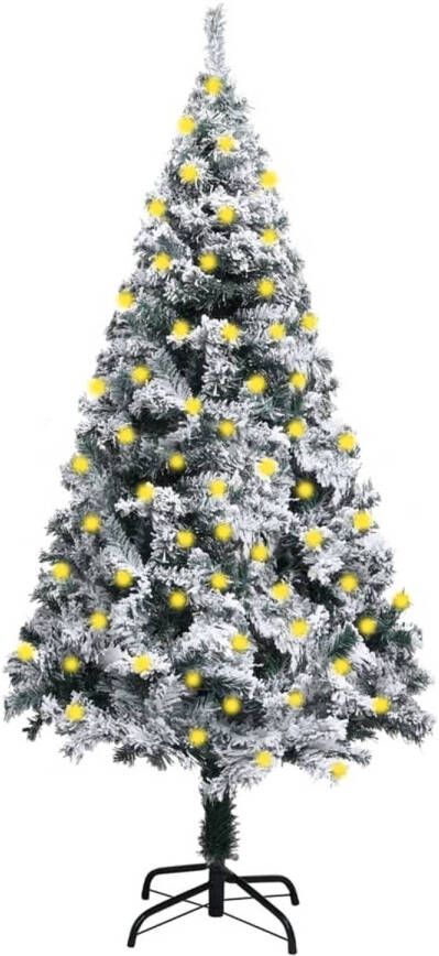 VidaXL Kunstkerstboom met LED&apos;s en sneeuwvlokken 150 cm groen