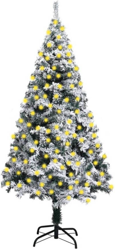 VidaXL Kunstkerstboom met LED&apos;s en sneeuwvlokken 240 cm groen