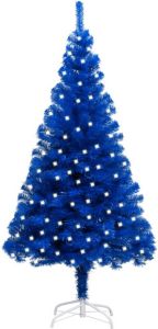 VidaXL Kunstkerstboom met LED&apos;s en standaard 240 cm PVC blauw