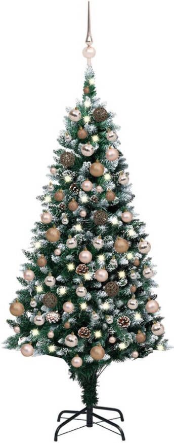 VidaXL Kunstkerstboom met LED&apos;s kerstballen en dennenappels 150 cm