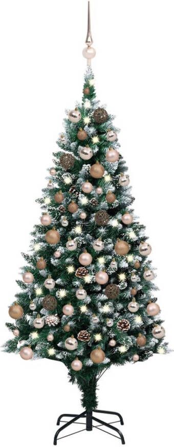 VidaXL Kunstkerstboom met LED&apos;s kerstballen en dennenappels 180 cm