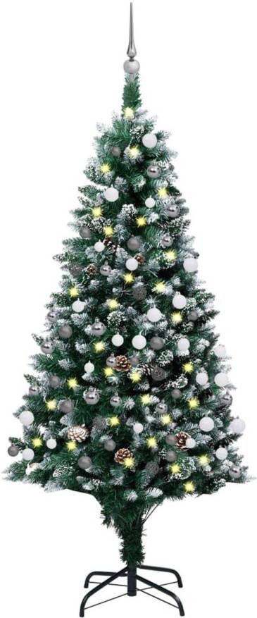 VidaXL Kunstkerstboom met LED&apos;s kerstballen en dennenappels 180 cm