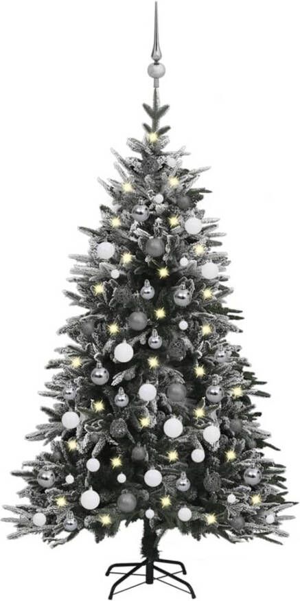 VidaXL Kunstkerstboom met LED&apos;s kerstballen en sneeuw 120 cm PVC PE