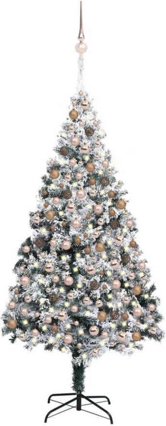 VidaXL Kunstkerstboom met LED&apos;s kerstballen en sneeuw 300 cm groen