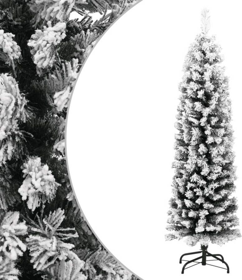 VidaXL Kunstkerstboom met sneeuw smal 150 cm PVC groen