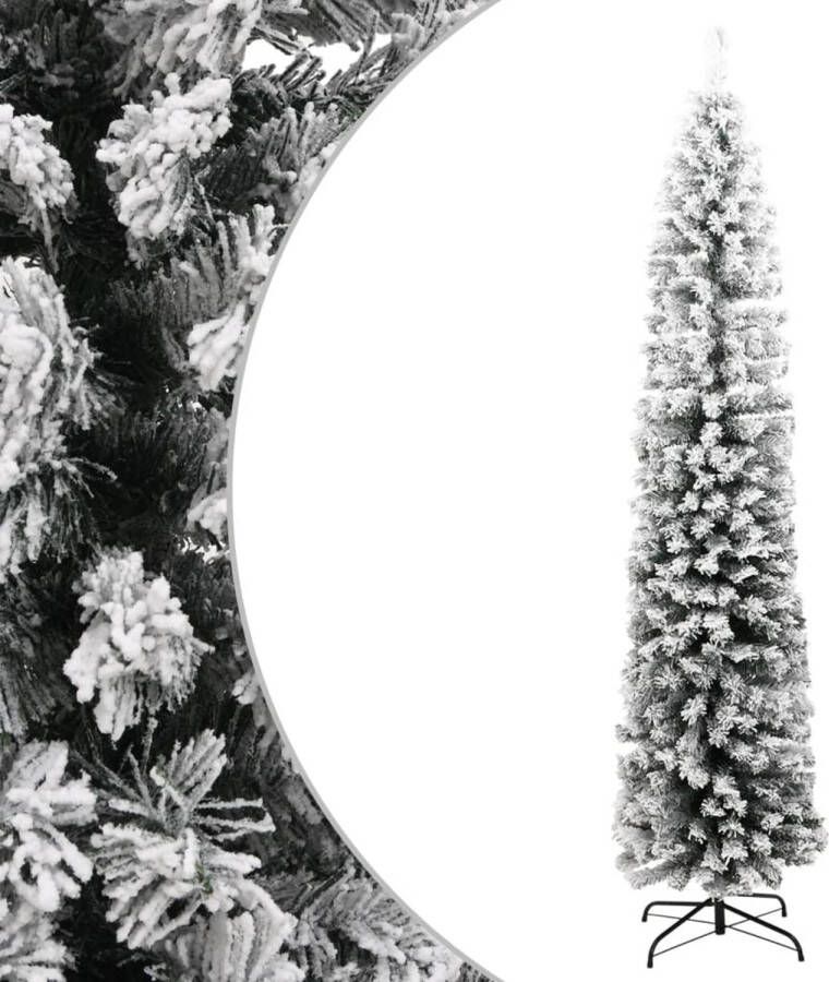 VidaXL Kunstkerstboom met sneeuw smal 180 cm PVC groen