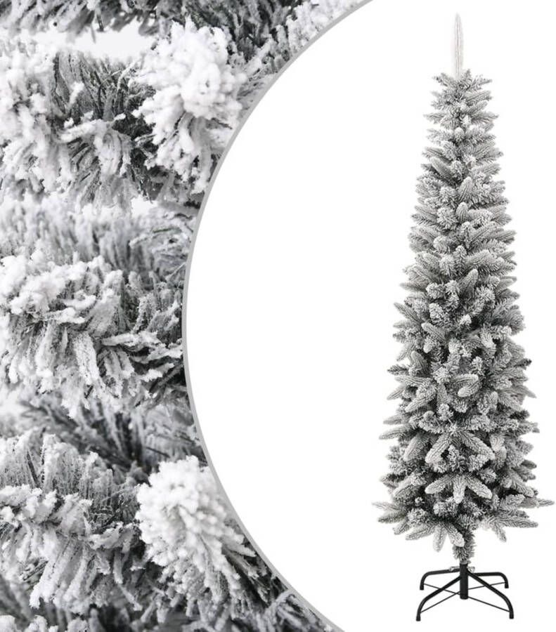 VidaXL Kunstkerstboom met sneeuw smal 210 cm PVC en PE