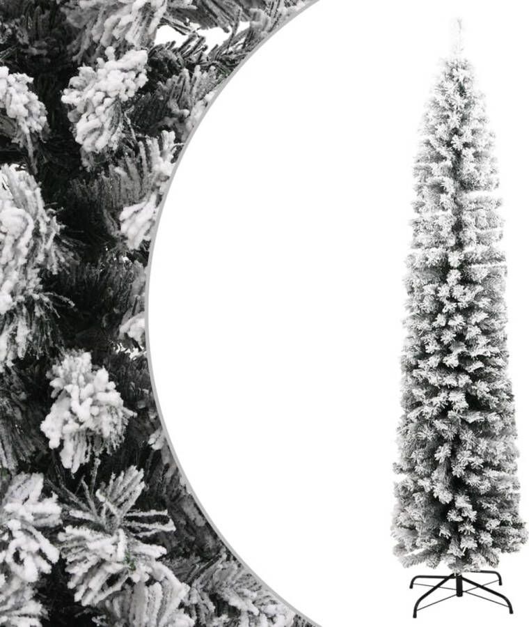 VidaXL Kunstkerstboom met sneeuw smal 210 cm PVC groen