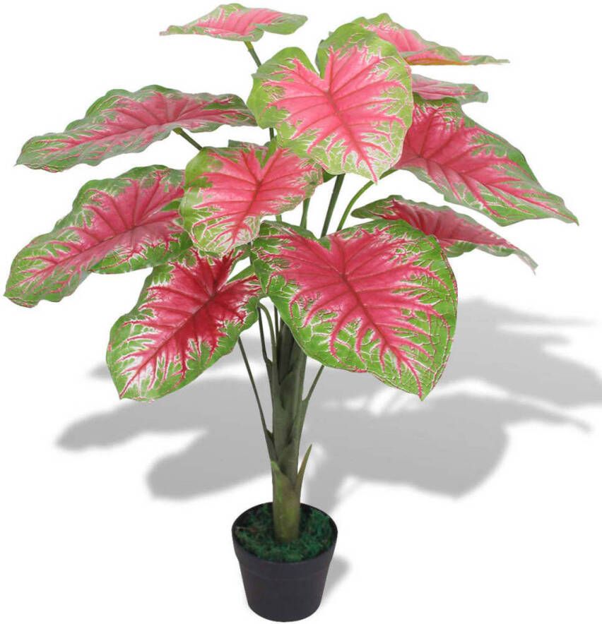 VidaXL Kunst caladium plant met pot 70 cm groen en rood