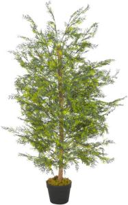 VidaXL Kunstplant met pot cipresboom 120 cm groen