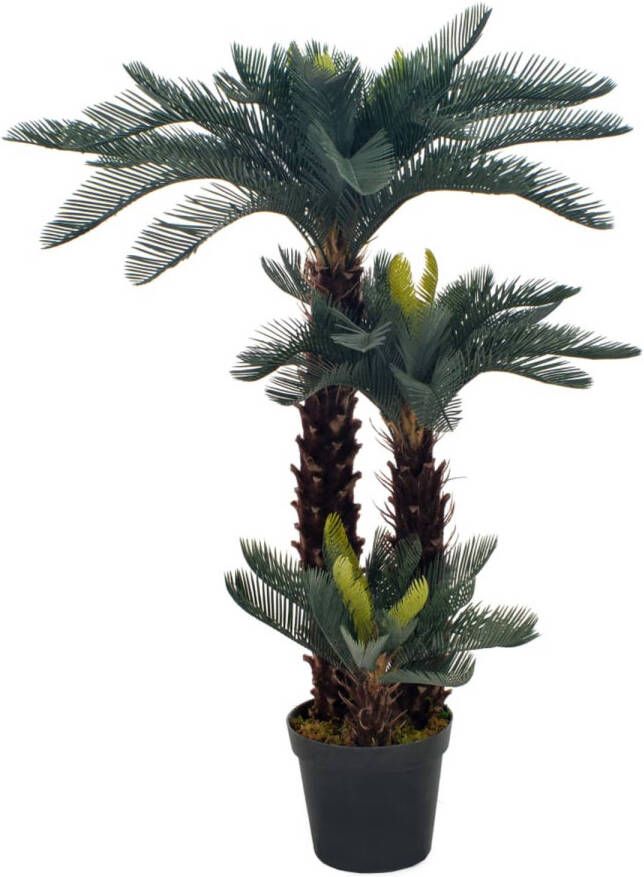 VidaXL Kunstplant met pot cycaspalm 125 cm groen