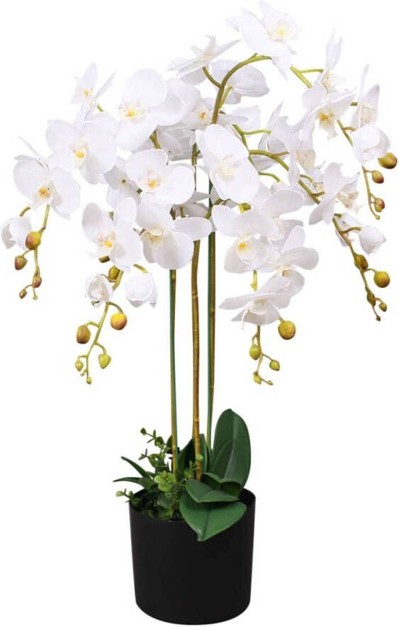 VidaXL Kunstplant met pot orchidee 75 cm wit