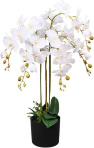 VidaXL Kunst orchidee plant met pot 75 cm wit
