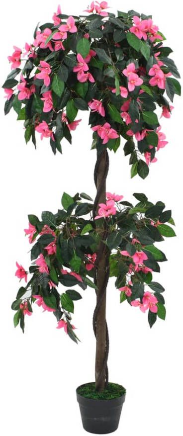 VidaXL Kunstplant met pot rododendron 155 cm groen en roze