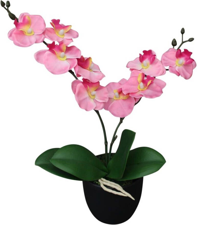 VidaXL Kunstplant orchidee met pot 30 cm roze