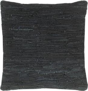 VidaXL Kussen chindi 60x60 cm leer en katoen zwart