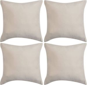 VidaXL Kussenhoezen 4 stuks beige imitatie suède 40x40 cm polyester