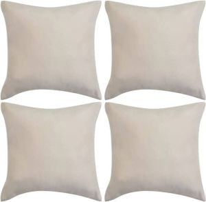 VidaXL Kussenhoezen 4 Stuks Beige Imitatie Suède 80x80 Cm Polyester