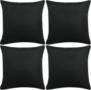 VidaXL Kussenhoezen 4 stuks linnen look zwart 80x80 cm