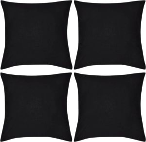 VidaXL Kussenhoezen Katoen 40 X 40 Cm Zwart 4 Stuks