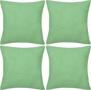 VidaXL Kussenhoezen katoen 50 x 50 cm appeltjesgroen 4 stuks