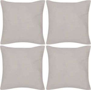 VidaXL Kussenhoezen Katoen 80 X 80 Cm Beige 4 Stuks