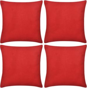 VidaXL Kussenhoezen katoen 80 x 80 cm rood 4 stuks