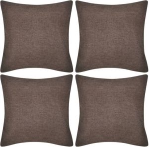 VidaXL Kussenhoezen Linnen Look 50 X 50 Cm Bruin 4 Stuks