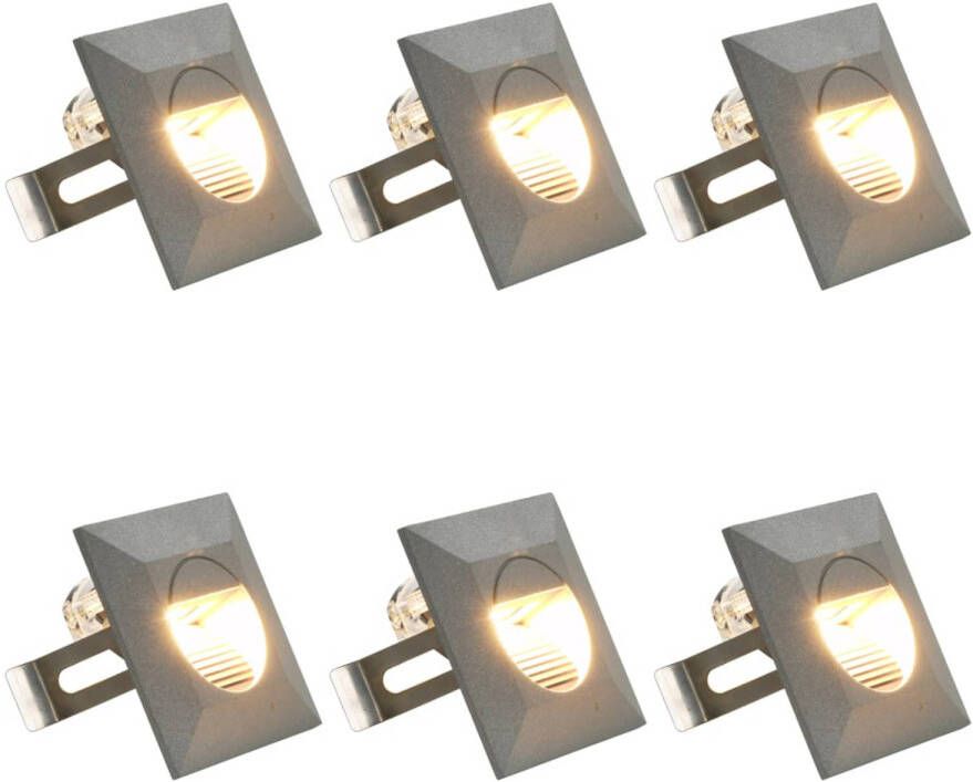 VidaXL LED-buitenwandlampen 6 st 5 W vierkant zilverkleurig