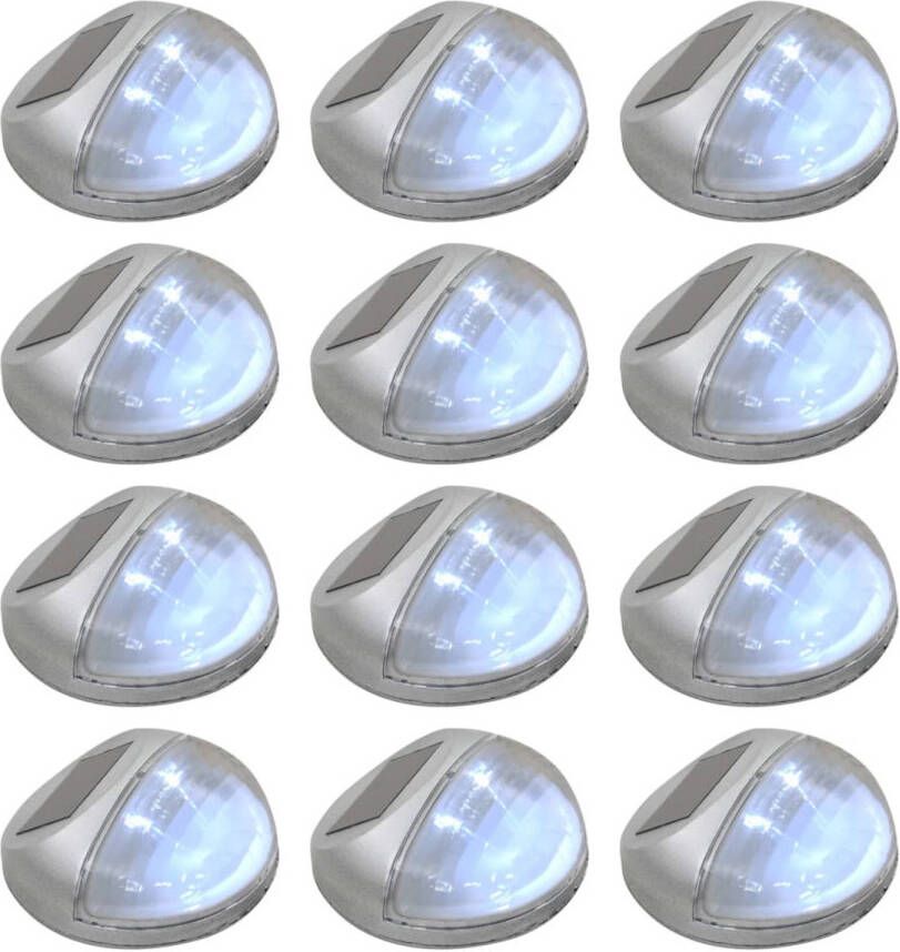 VidaXL LED-wandlampen solar rond zilver 12 st