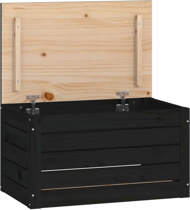 VidaXL Opbergbox zwart 59 5x36 5x33 cm massief grenenhout