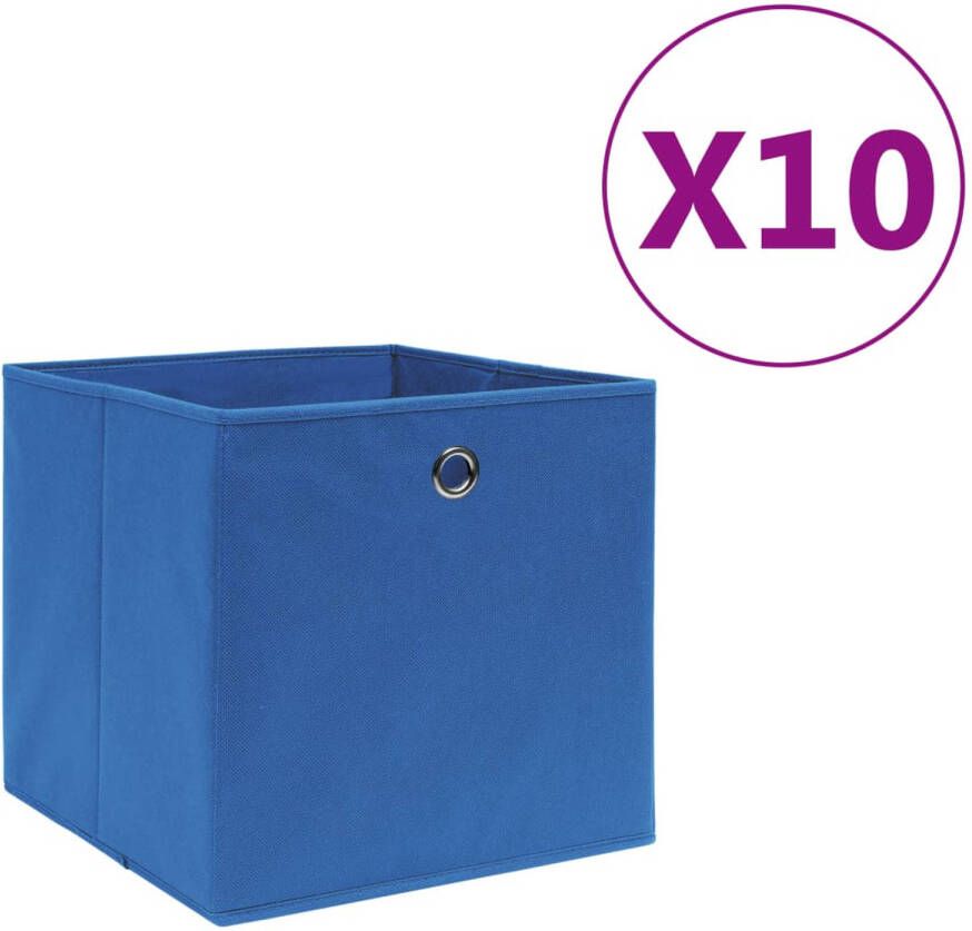VidaXL Opbergboxen 10 st 28x28x28 cm nonwoven stof blauw