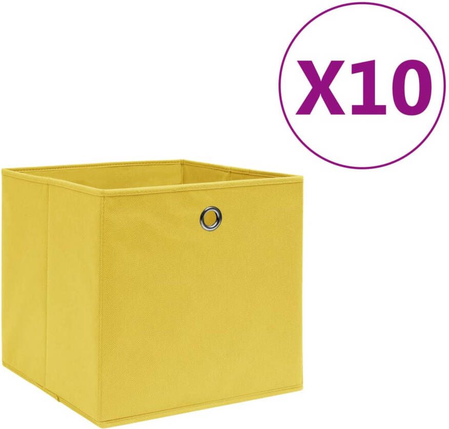 VidaXL Opbergboxen 10 st 28x28x28 cm nonwoven stof geel