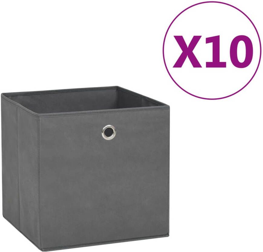 VidaXL Opbergboxen 10 st 28x28x28 cm nonwoven stof grijs