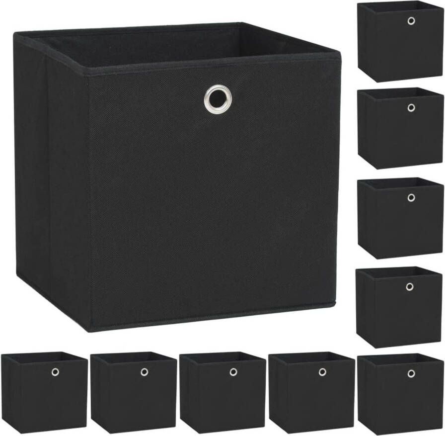 VidaXL Opbergboxen 10 st 32x32x32 cm nonwoven stof zwart