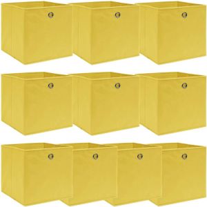 VidaXL Opbergboxen 10 st 32x32x32 cm stof geel