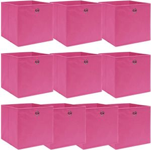 VidaXL Opbergboxen 10 st 32x32x32 cm stof roze