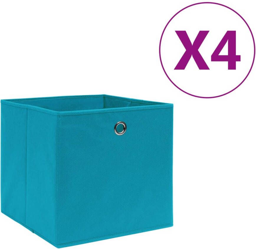 VidaXL Opbergboxen 4 st 28x28x28 cm nonwoven stof babyblauw