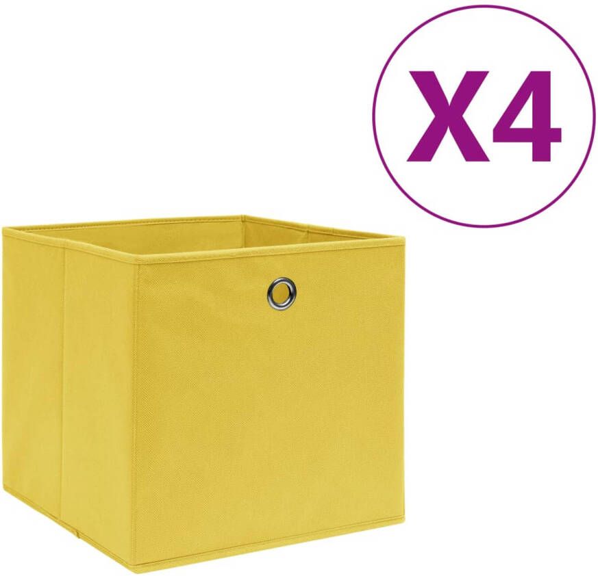 VidaXL Opbergboxen 4 st 28x28x28 cm nonwoven stof geel
