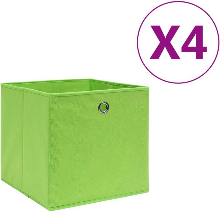 VidaXL Opbergboxen 4 st 28x28x28 cm nonwoven stof groen
