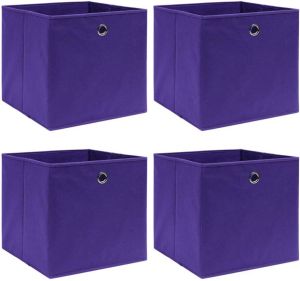 VidaXL Opbergboxen 4 st 28x28x28 cm nonwoven stof paars