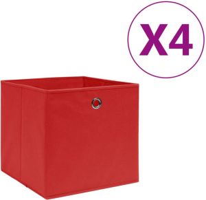 VidaXL Opbergboxen 4 st 28x28x28 cm nonwoven stof rood