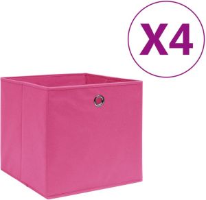 VidaXL Opbergboxen 4 st 28x28x28 cm nonwoven stof roze