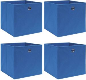 VidaXL Opbergboxen 4 st 32x32x32 cm stof blauw