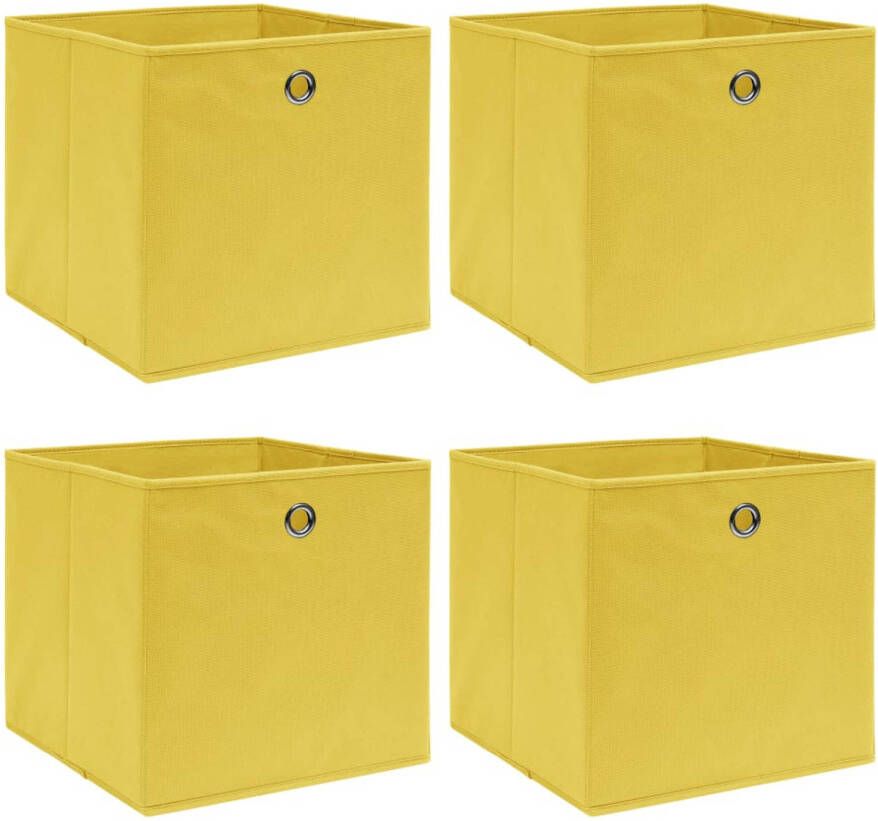 VidaXL Opbergboxen 4 st 32x32x32 cm stof geel