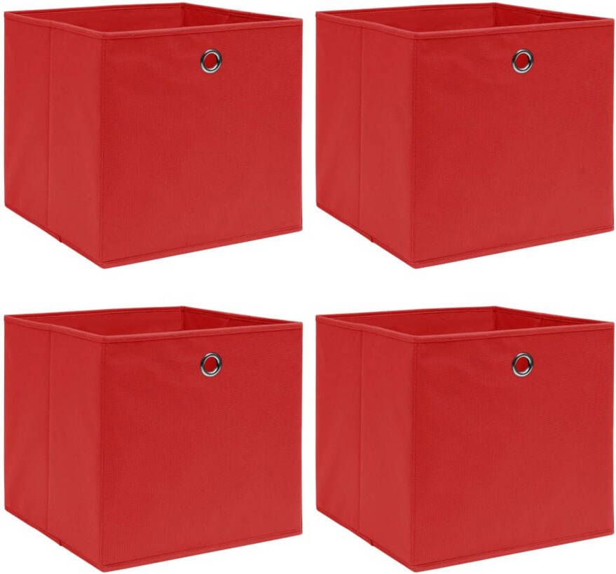 VidaXL Opbergboxen 4 st 32x32x32 cm stof rood